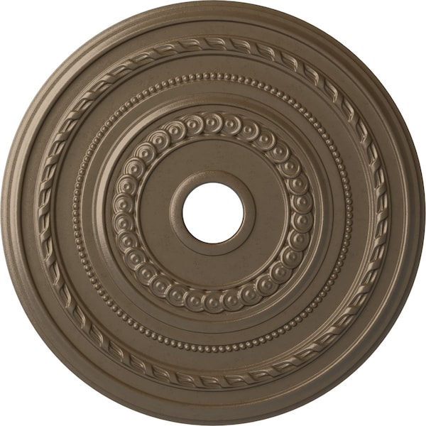 Ekena Millwork Cole Ceiling Medallion (Fits Canopies up to 9 1/8"), 25 3/8"OD x 3 3/8"ID x 1 3/8"P, Warm Silver CM25COWSS - main